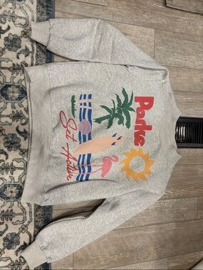 Parke set active collab Gray Graphic Crewneck Sweatshirt with Tropical Print